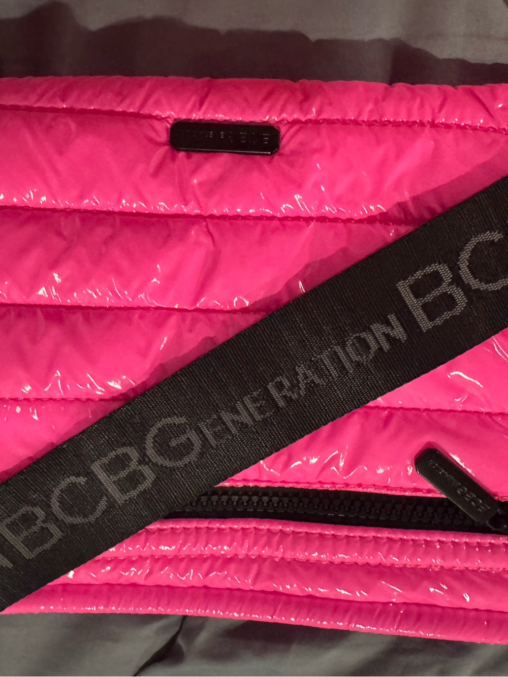 BCBGeneration Bright Pink Quilted Crossbody with Branded Strap